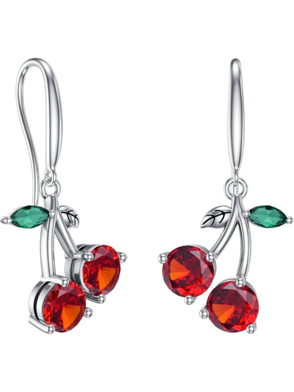 Charming Sterling Silver Cherry Dangle Earrings - Cute Fruit Jewelry for Women